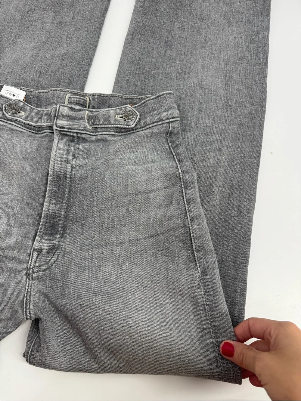 MOTHER The Loop Fray Jeans Beam Me Up Gray High Waist Raw Hem Womens Size 25